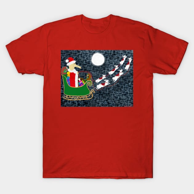 Santa Dachshund T-Shirt by DebiCady